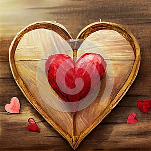 Valentines Background, Heart wood, Valentine day love