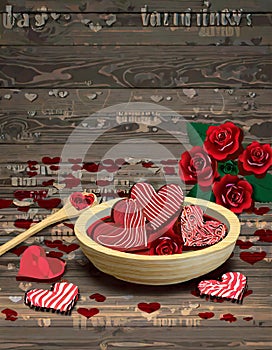 Valentines Background, Heart wood, Valentine day love