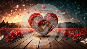 Valentines Background, Heart wood, Valentine day love