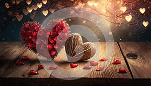 Valentines Background, Heart wood, Valentine day love