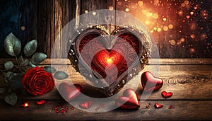 Valentines Background, Heart wood, Valentine day love