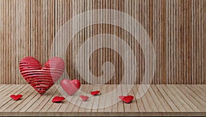 Valentines Background, Heart on wood, valentine day love concept