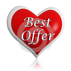 Valentines best offer red heart banner
