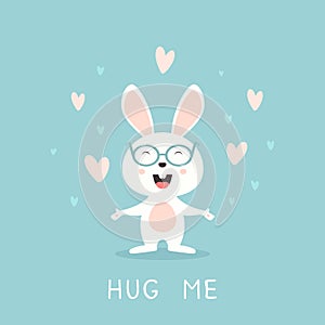 Valentines Bunny Says Hug Me