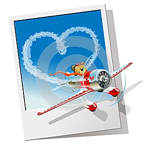 Valentines Card with Cartoon airplane