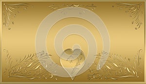 Valentines card gold plaque