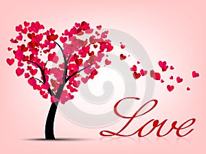 Valentines card with heart tree
