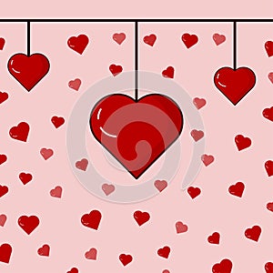 Valentines card with hearts. Valentine's day minimal abstract background