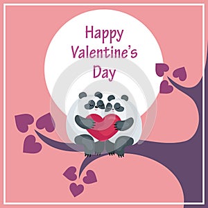 Valentines card with pandas