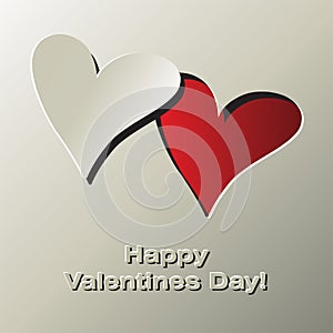 Valentines card with two hearts and place for your text