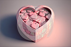 Valentines Cookie Candy in heart shaped, Generative AI