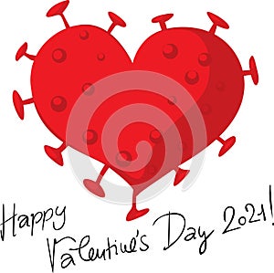 Valentines Corona Virus Heart Vector Illustration