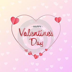 Valentines day 3d ribbon text with Hearts