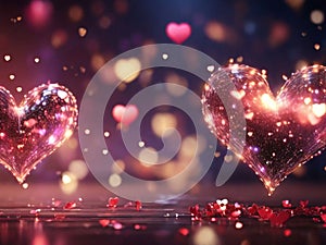 Valentines day abstract background with bokeh defocused lights