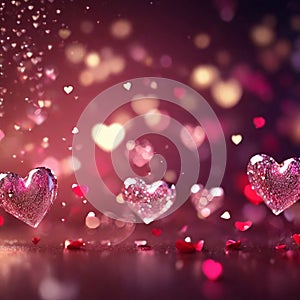 Valentines day abstract background with bokeh defocused lights