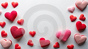 A Valentines Day Backdrop Adorned With Red and Pink Hearts Copy Space