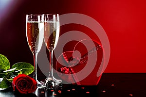 Valentines day background with champagne