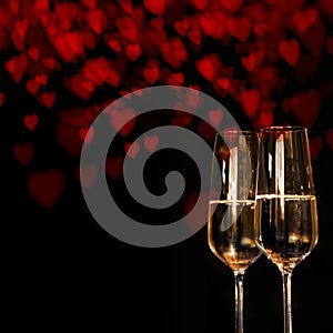 Valentines Day Background with champagne