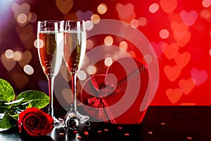 Valentines day background with champagne photo
