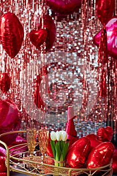 Valentines day background with champagne glasse