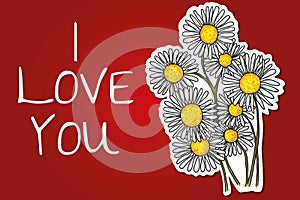 Valentines day background with daisy flowers
