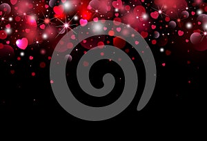 Valentines day background design of heart with bokeh light vector illustration