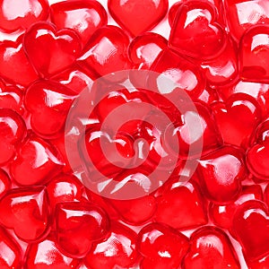 Valentines Day Background. Glass Red Hearts