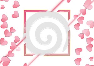 Valentines day background with Heart, abstract vector modern overlap layer pink and white color space concept background, Vector