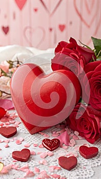 Valentines Day Background. Heart. Image created with technology. photo
