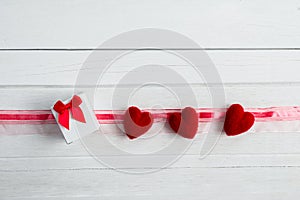 Valentines Day background with heart shape and gift box