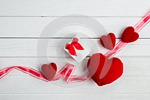 Valentines Day background with heart shape and gift box