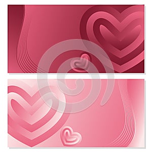 Valentines day background with hearts and curved lines. Vector illustration. Wallpaper, invitations, posters