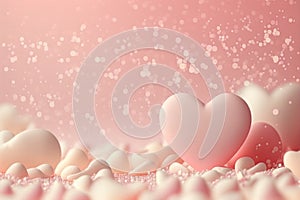 Valentines day background with hearts in pink colors. Abstract design in pastel tones. Generative AI