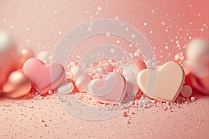 Valentines day background with hearts in pink colors. Abstract design in pastel tones. Generative AI