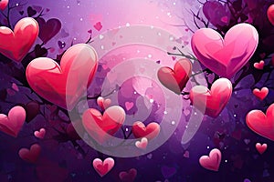 Valentines day background with hearts and trees - AI Generated