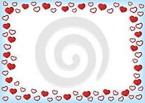 Valentines Day Background. Red Hearts Border Frame. Vector Frame with Space for your Text.