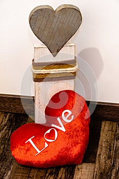 Valentines Day background with two hearts Portrait