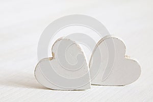 Valentines day background. Wooden hearts