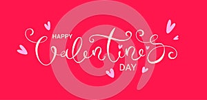 Valentines day banner with hand lettering and hearts. Vector illustration