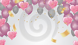 Valentines day. banner template background Colorful Balloons. Win, Party & Sale Design