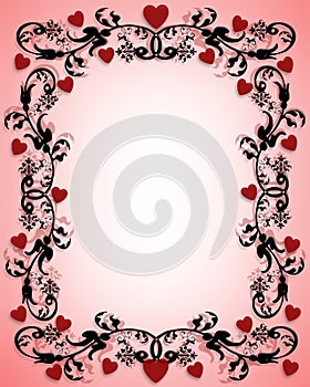 Valentines day border ornamental hearts