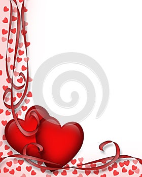 Valentines Day Border Red Hearts 3D