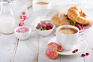 Valentines day breakfast with cooffee