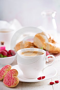 Valentines day breakfast with cooffee