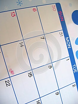 Día de San Valentín sobre el calendario 