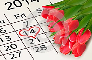 Valentines Day Calendar. February 14 of Saint Vale
