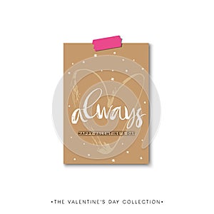 Always. Valentines day calligraphy gift card. Heart with star. H
