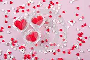 Valentines Day candy heart sprinkles background