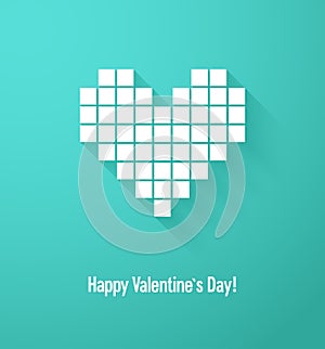 Valentines day card with abstract pixel heart.