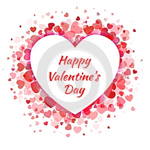 Valentines Day card design with pink hearts isolated on white background. Love vector illustration Valentine`s Day EPS10